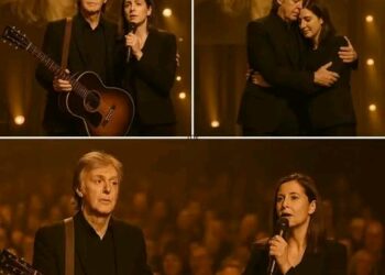 For Linda…” — Paul McCartney Brings Daughter Mary Onstage for Heartbreaking Tribute That Silences the Crowd No one expected it. In the middle of his sold-out show at London’s O2 Arena, Paul McCartney paused. The spotlight shifted — not to a fellow musician, but to his daughter, Mary McCartney, stepping gently onto the stage. Clutching a microphone, Mary whispered, “This is for Mum.” Then, with Paul at the piano, they began to sing “The Long and Winding Road” — not as icons, but as a grieving husband and daughter. Behind them, old film reels of Linda McCartney flickered — her laughter, her lens, her love. The audience stood still. No phones. No noise. Just tears. When the final note faded, Paul kissed Mary’s forehead and whispered, “She’s here.” The entire arena erupted into sobs and silence. It wasn’t a concert anymore. It was a memory made sacred — and the purest love song Paul ever gave the world..